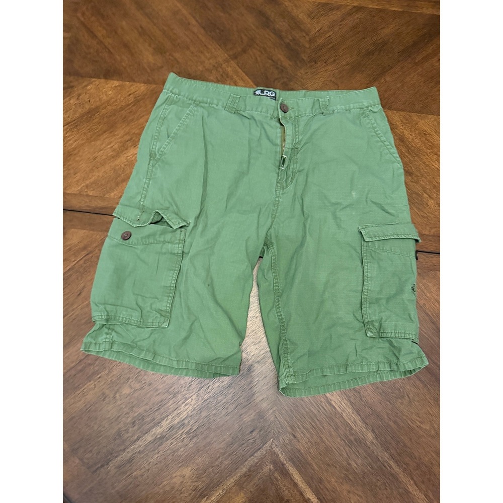 LRG‎ Lifted Research Group Mens Green Ripstop Cargo Shorts Size 36 Tree Logo